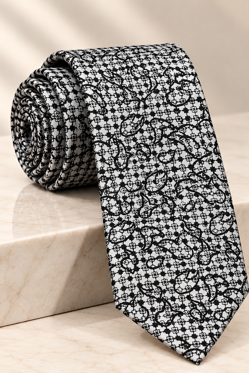 Siyah-Beyaz İpek Empirme Kravat – Sartorial İstanbul