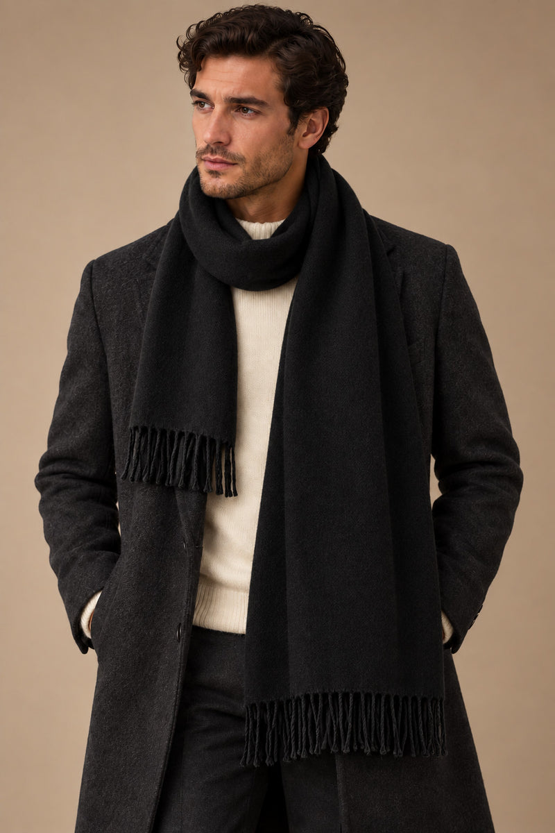Sartorial İstanbul siyah %100 yün kaşkol, açı 1
