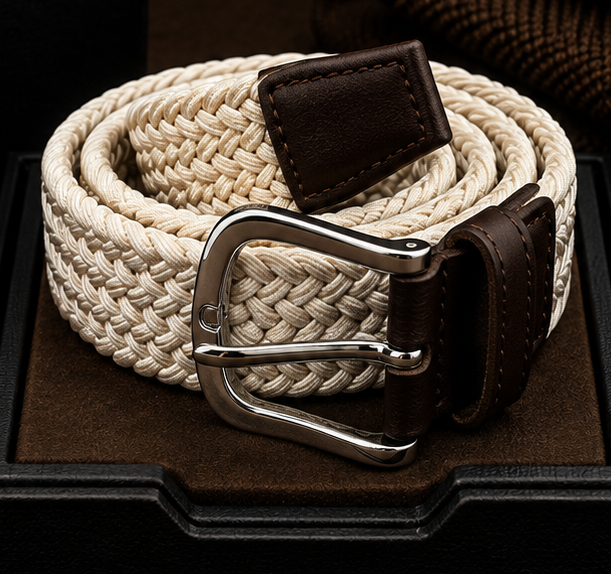 Krem Esnek Örgü Kemer