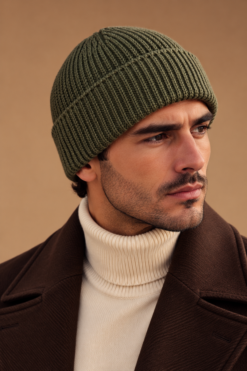 Sartorial İstanbul Haki yün triko bere 1. açı