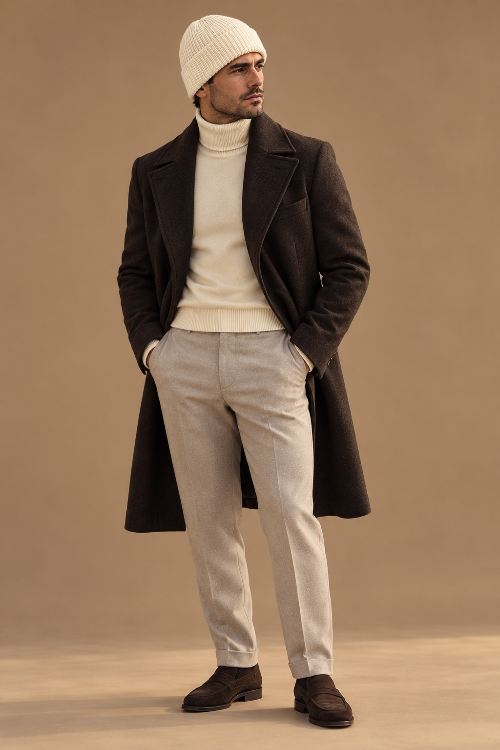 Sartorial İstanbul İtalyan İplik Yün Triko Bere – Ekru