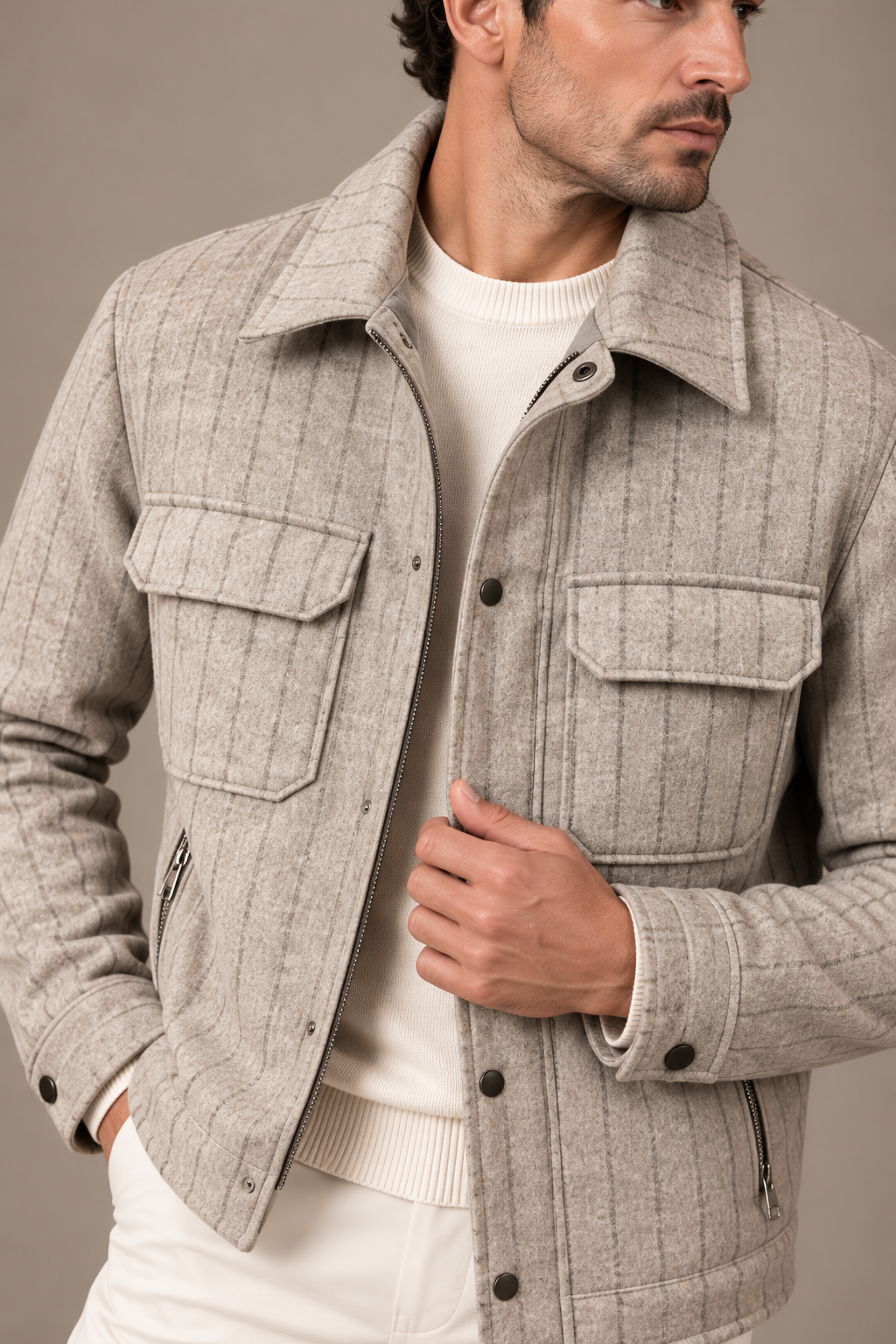 Sartorial İstanbul Loro Piana Favola Flanel Mont – Açık Bej