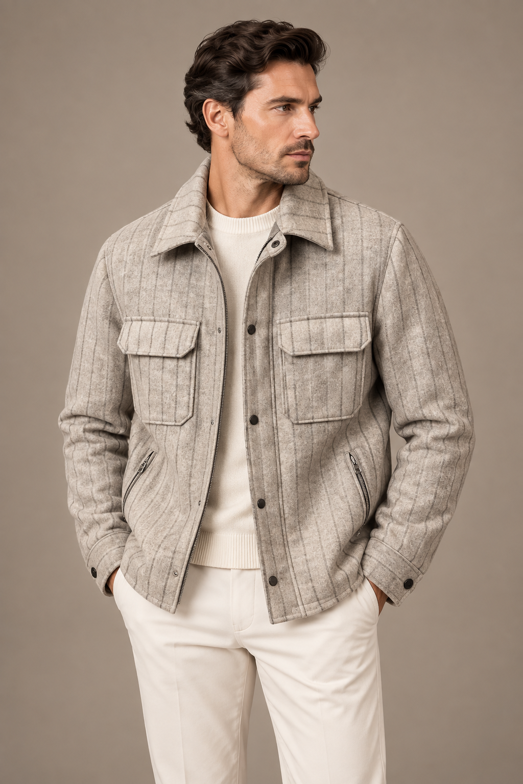 Sartorial İstanbul Loro Piana Favola Flanel Mont – Açık Bej