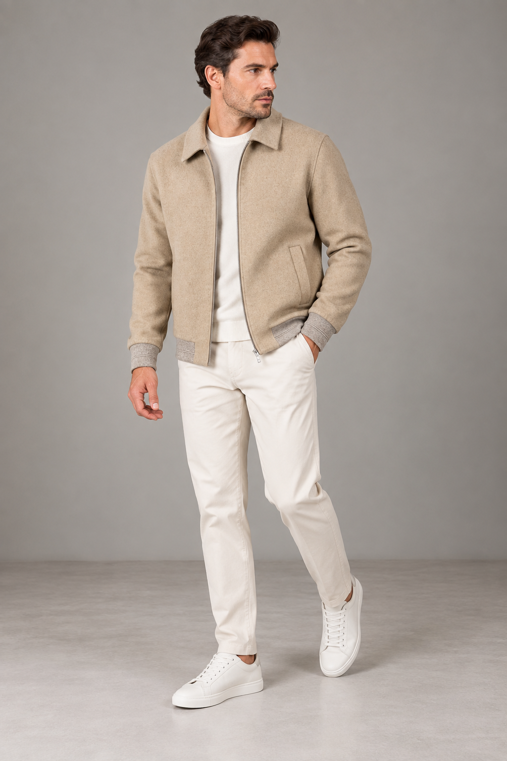 Sartorial İstanbul Bej Drago Skyfall %100 Lana Yün Astarsız Double Face Ceket