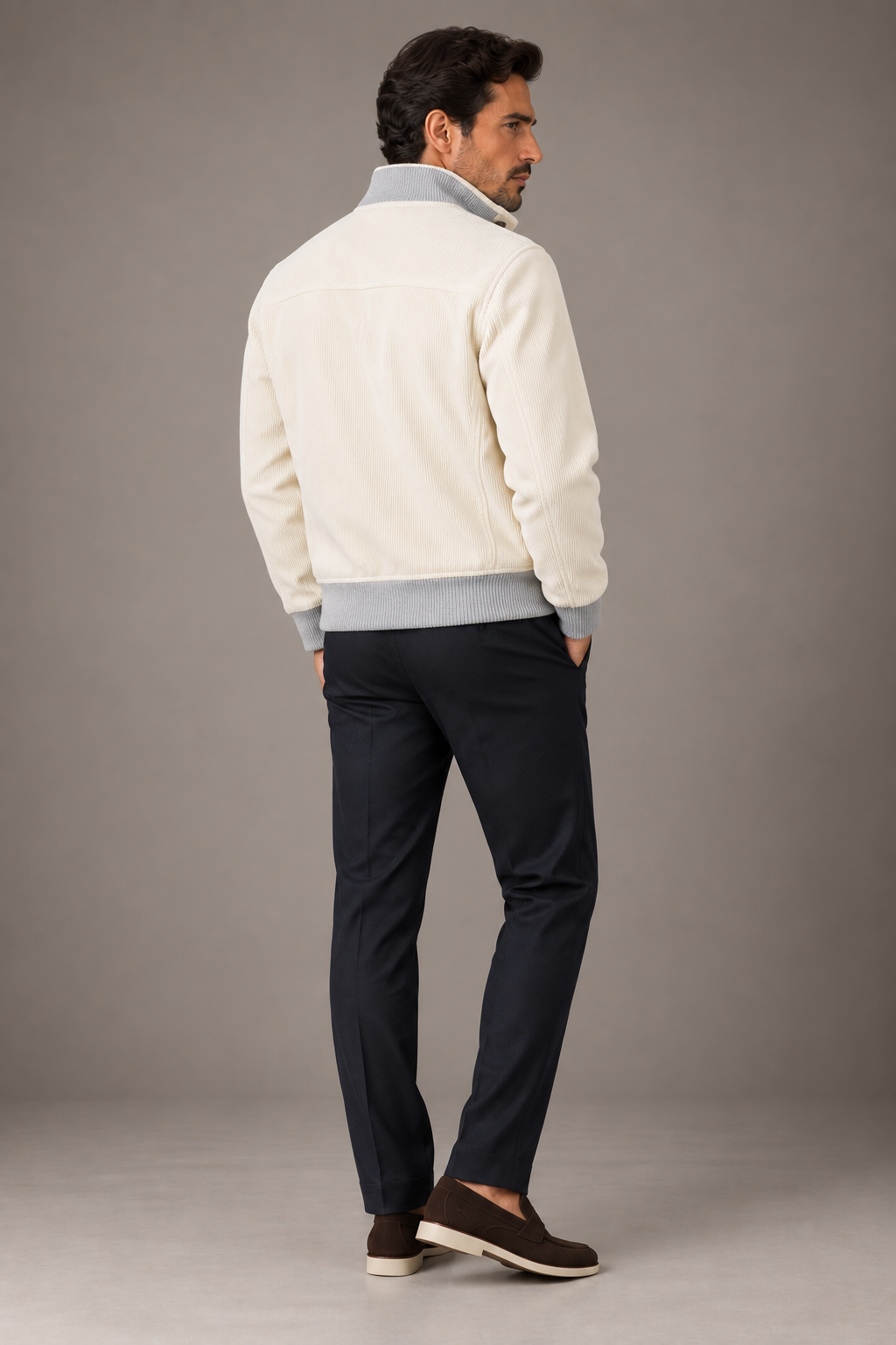 Sartorial Istanbul Beyaz Kadife Pilot Mont – Drago Kumaş