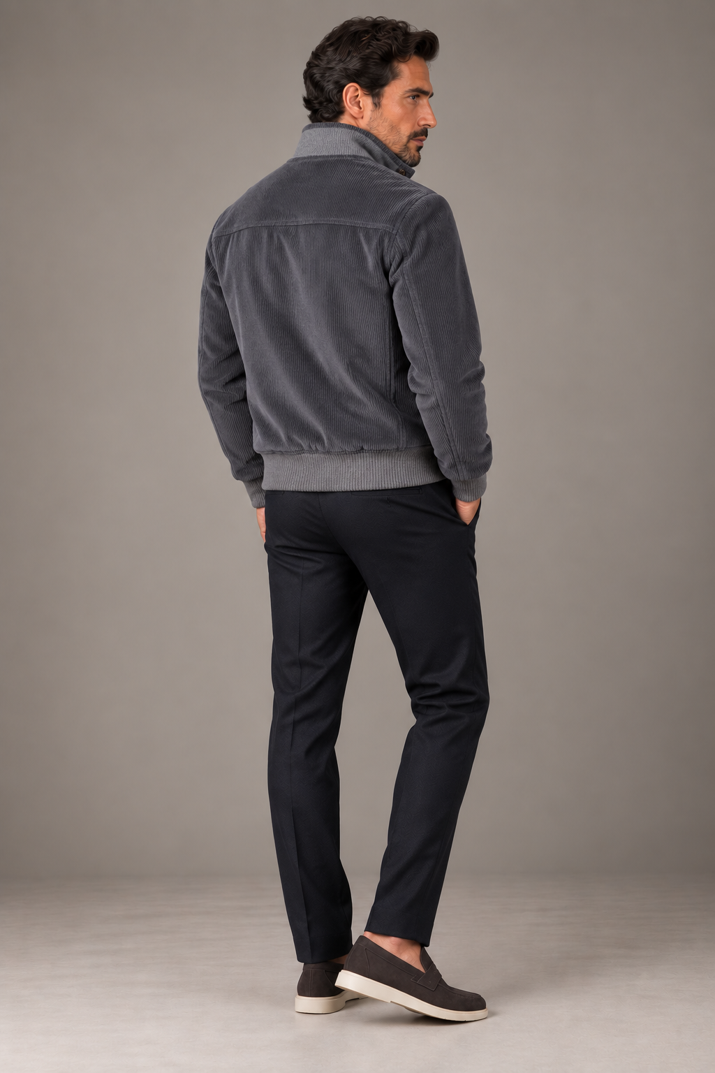 Sartorial Istanbul Gri Kadife Pilot Mont – Drago Kumaş