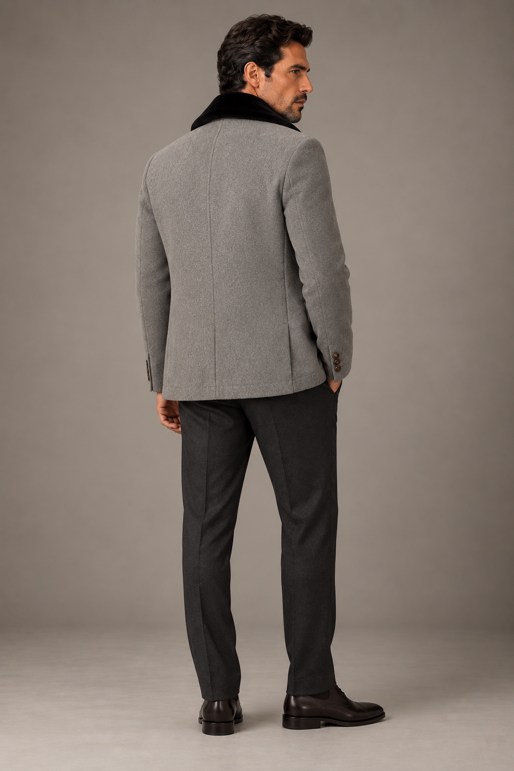 Sartorial Istanbul Gri Yün Kaşmir Kürklü Mont – Loro Piana Kumaş