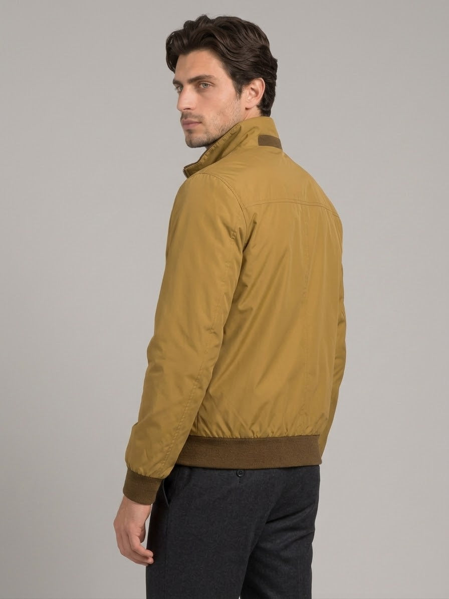 Sartorial İstanbul Hardal %100 Naylon Pamuk Ribana Detaylı Pilot Mont