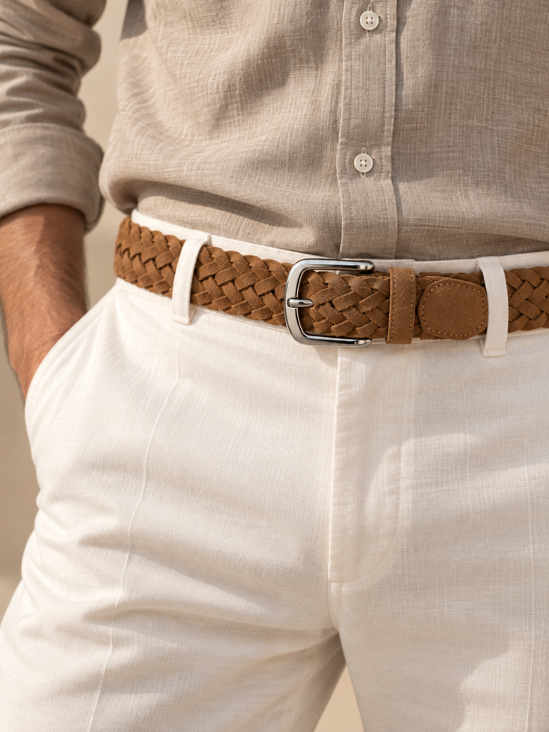Sartorial İstanbul Taba Süet Örgü Kemer