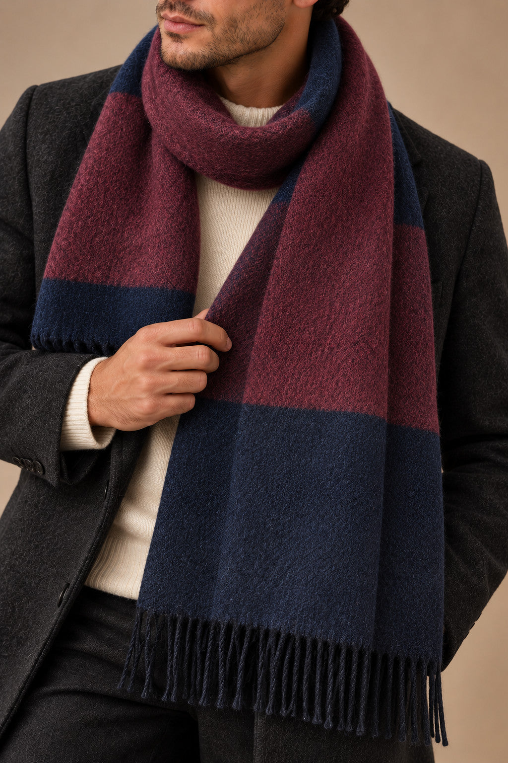 Sartorial İstanbul %100 Yün Kaşkol – Bordo Lacivert Blok